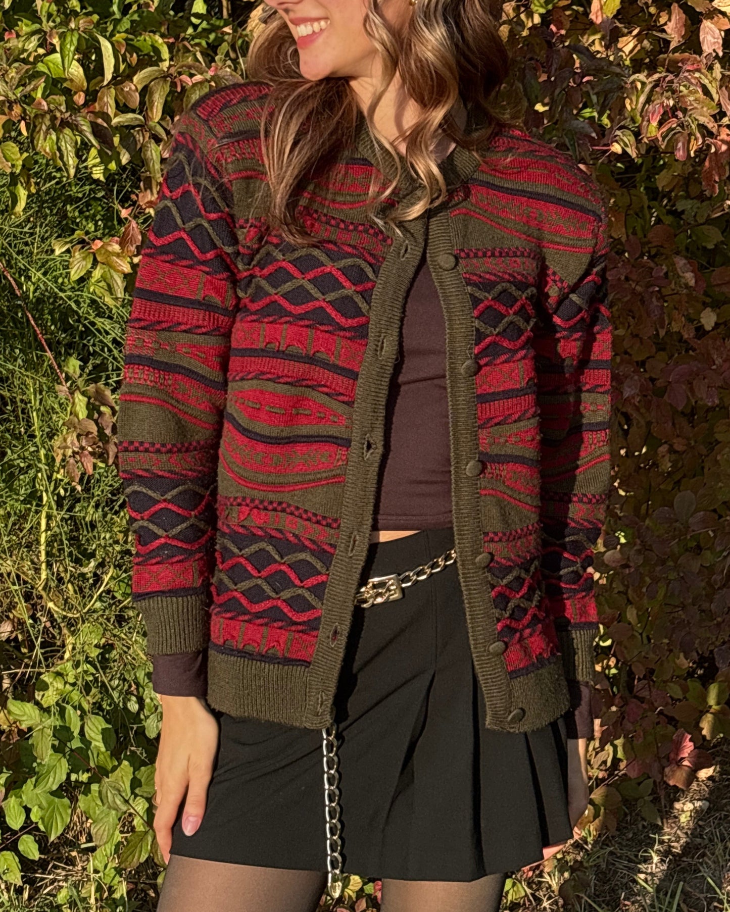 Vintage 3D Knit La Dame Australia Wollmix Cardigan, S, M