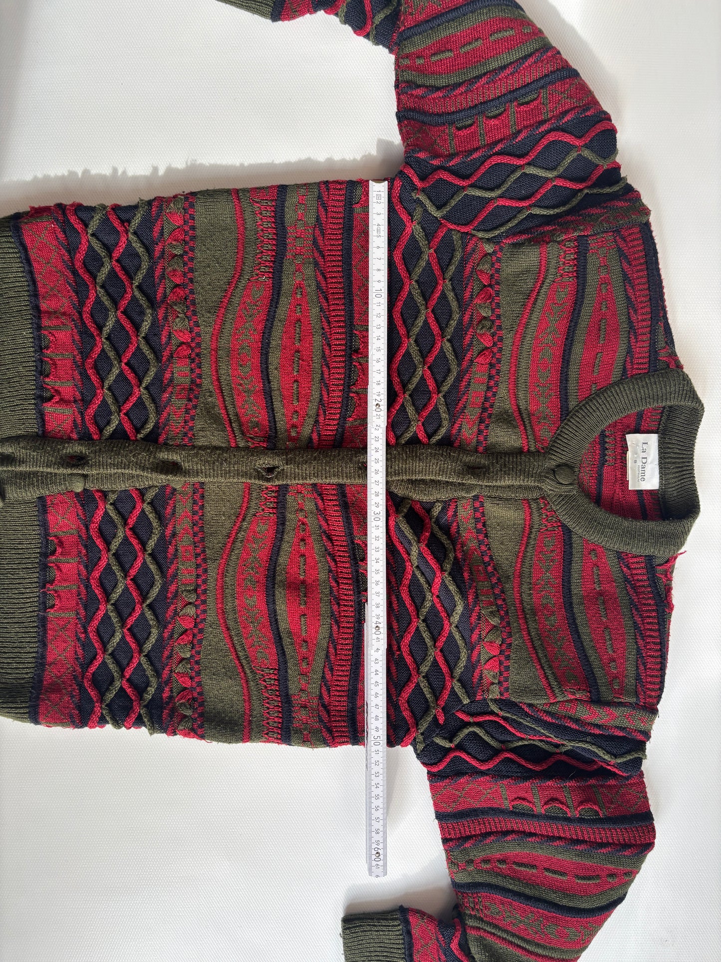 Vintage 3D Knit La Dame Australia Wollmix Cardigan, S, M