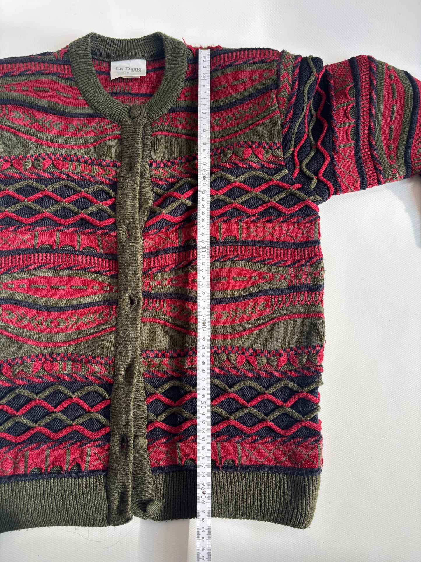Vintage 3D Knit La Dame Australia Wollmix Cardigan, S, M