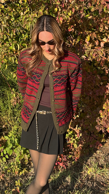 Vintage 3D Knit La Dame Australia Wollmix Cardigan, S, M