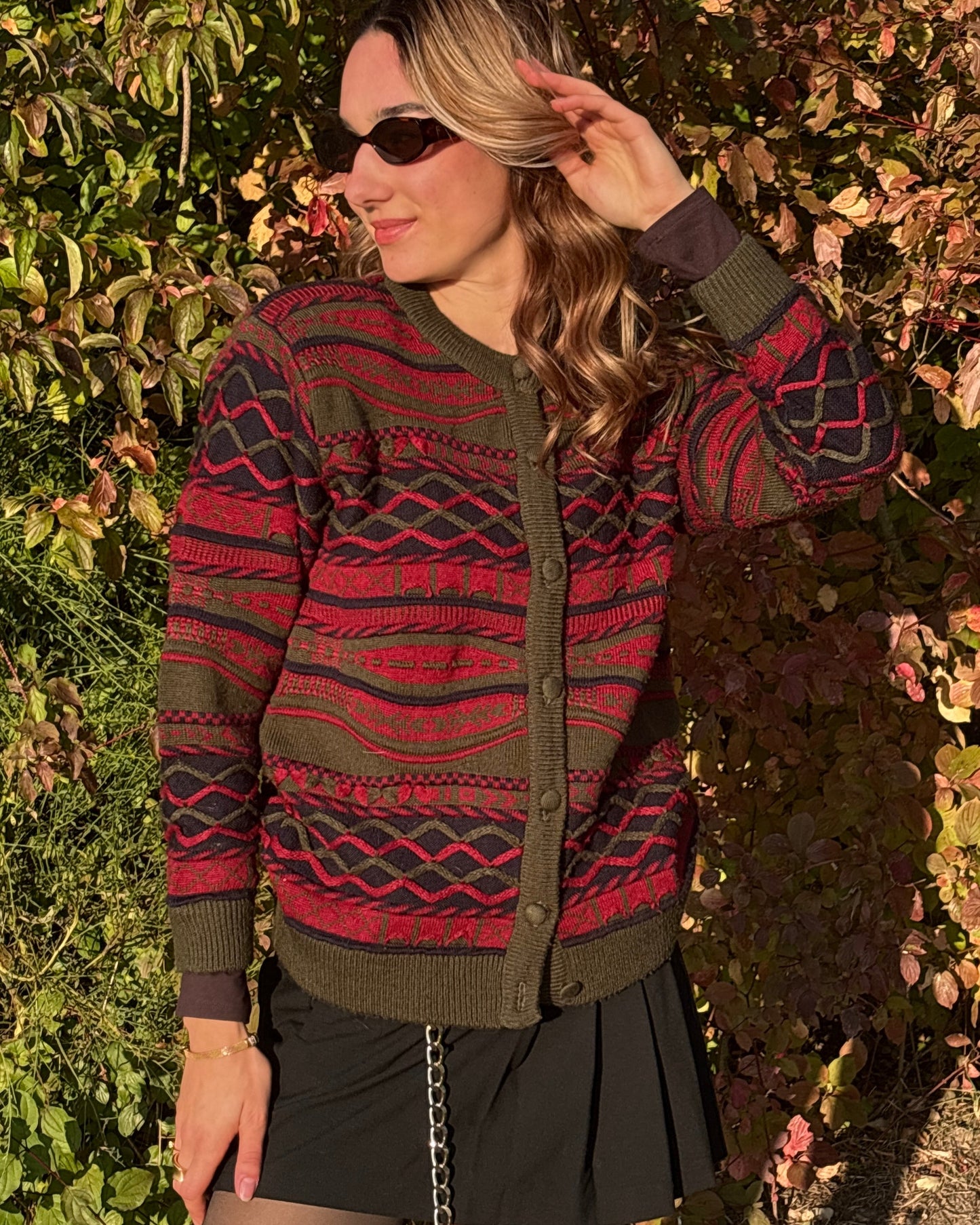 Vintage 3D Knit La Dame Australia Wollmix Cardigan, S, M