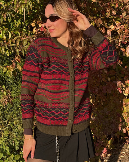 Vintage 3D Knit La Dame Australia Wollmix Cardigan, S, M