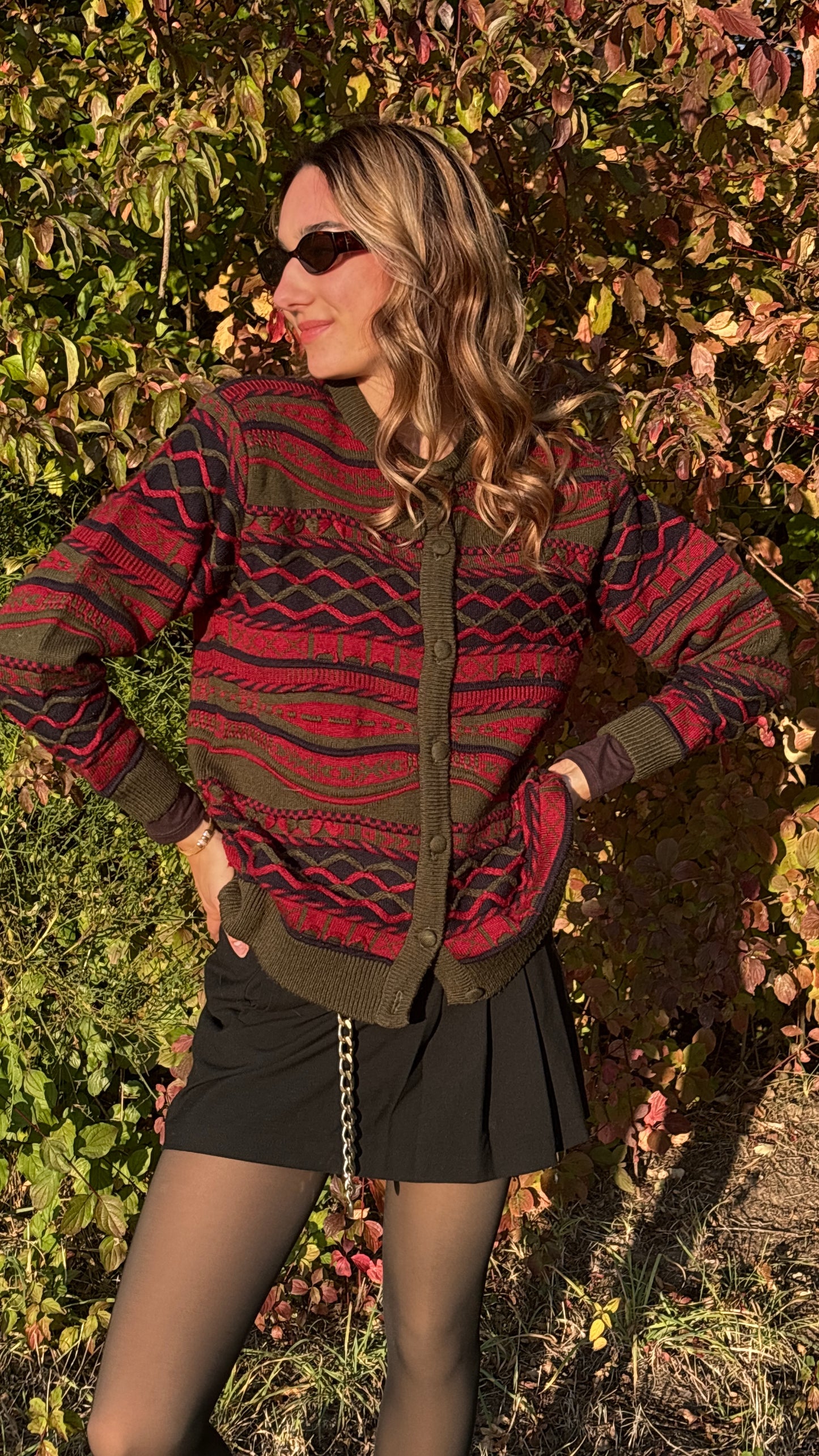 Vintage 3D Knit La Dame Australia Wollmix Cardigan, S, M