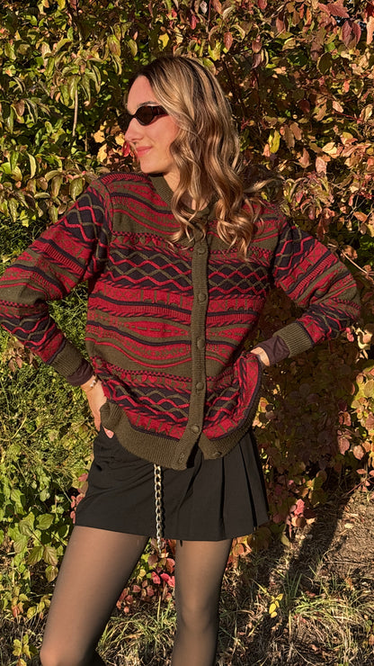 Vintage 3D Knit La Dame Australia Wollmix Cardigan, S, M