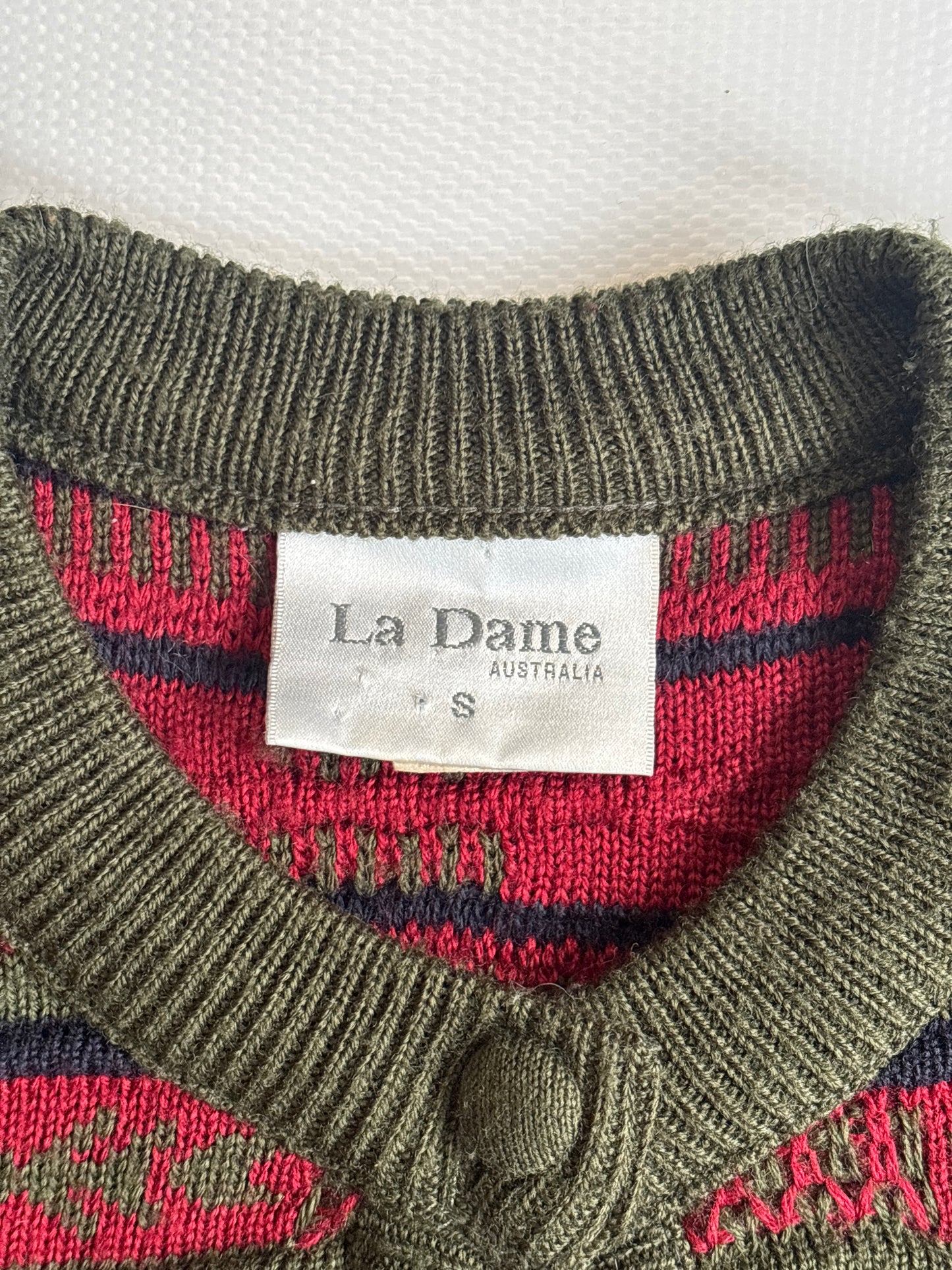 Vintage 3D Knit La Dame Australia Wollmix Cardigan, S, M