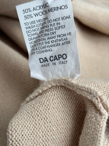 Da Capo Retro Merinowolle Sweater in beige, verziert, oversize S,M,L
