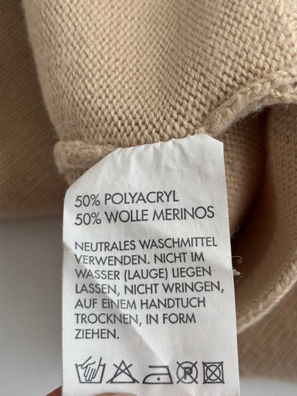 Da Capo Retro Merinowolle Sweater in beige, verziert, oversize S,M,L