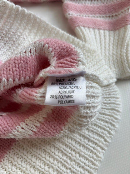 Strickjacke rosa-weiß gestreift mit Knöpfen im Retro Stil, S-M