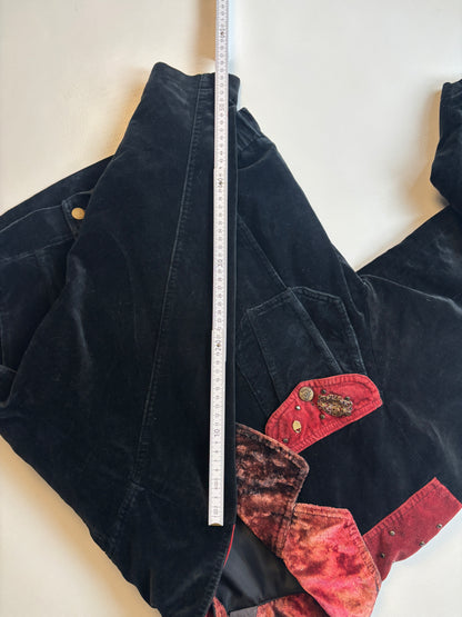 Samt Blazer-Bomberjacke 90er Jahre in schwarz weinrot, S