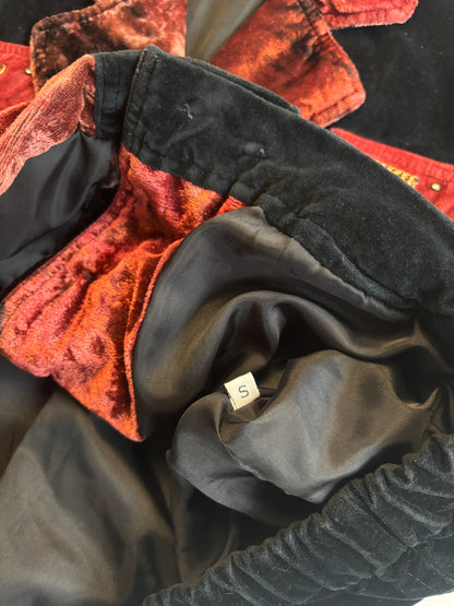Samt Blazer-Bomberjacke 90er Jahre in schwarz weinrot, S