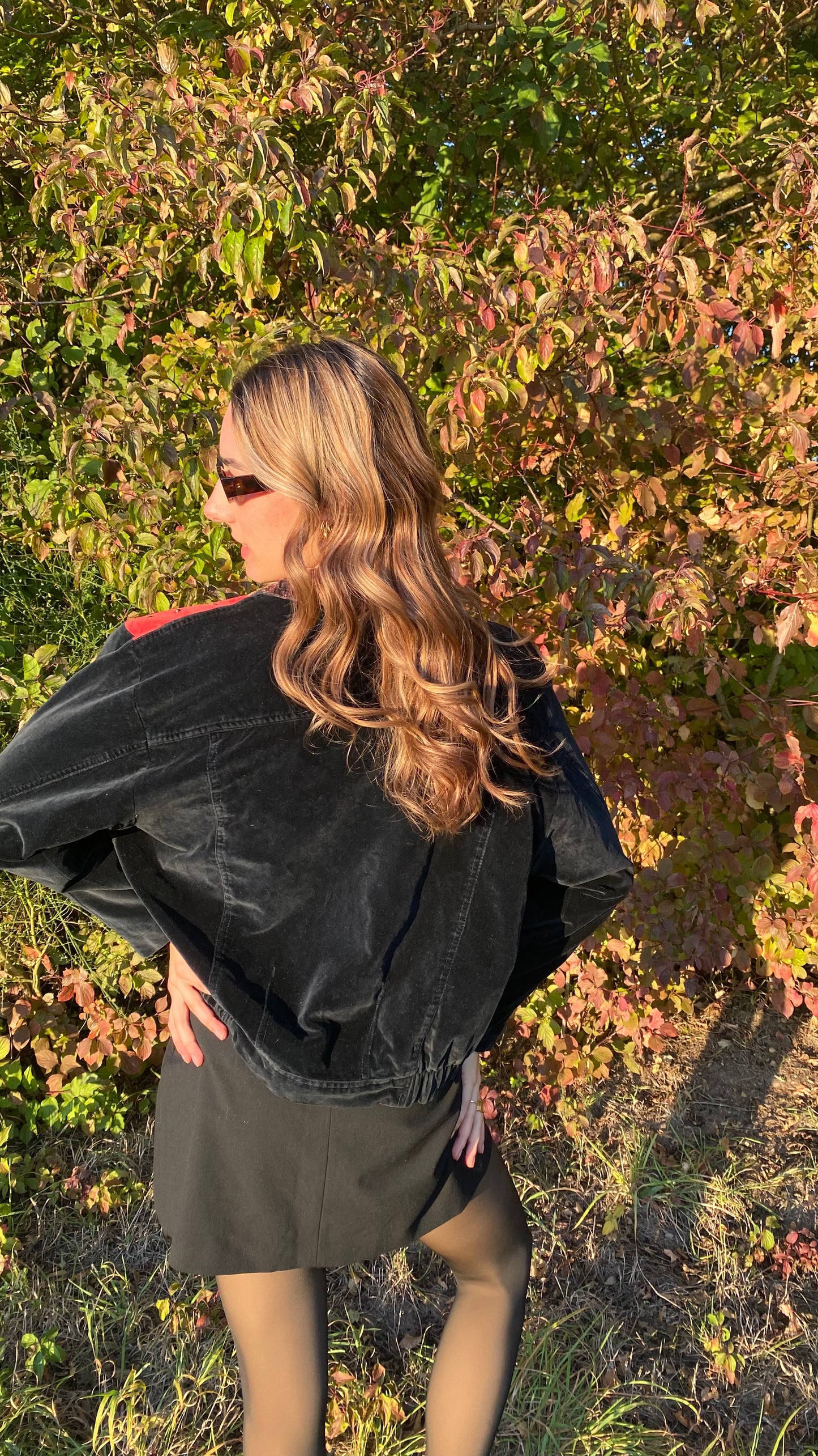 Samt Blazer-Bomberjacke 90er Jahre in schwarz weinrot, S