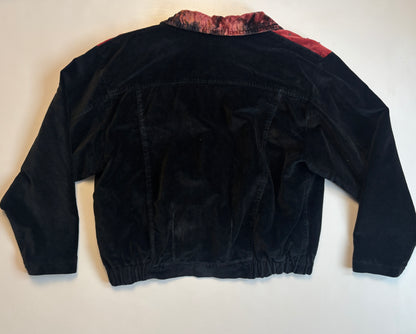 Samt Blazer-Bomberjacke 90er Jahre in schwarz weinrot, S