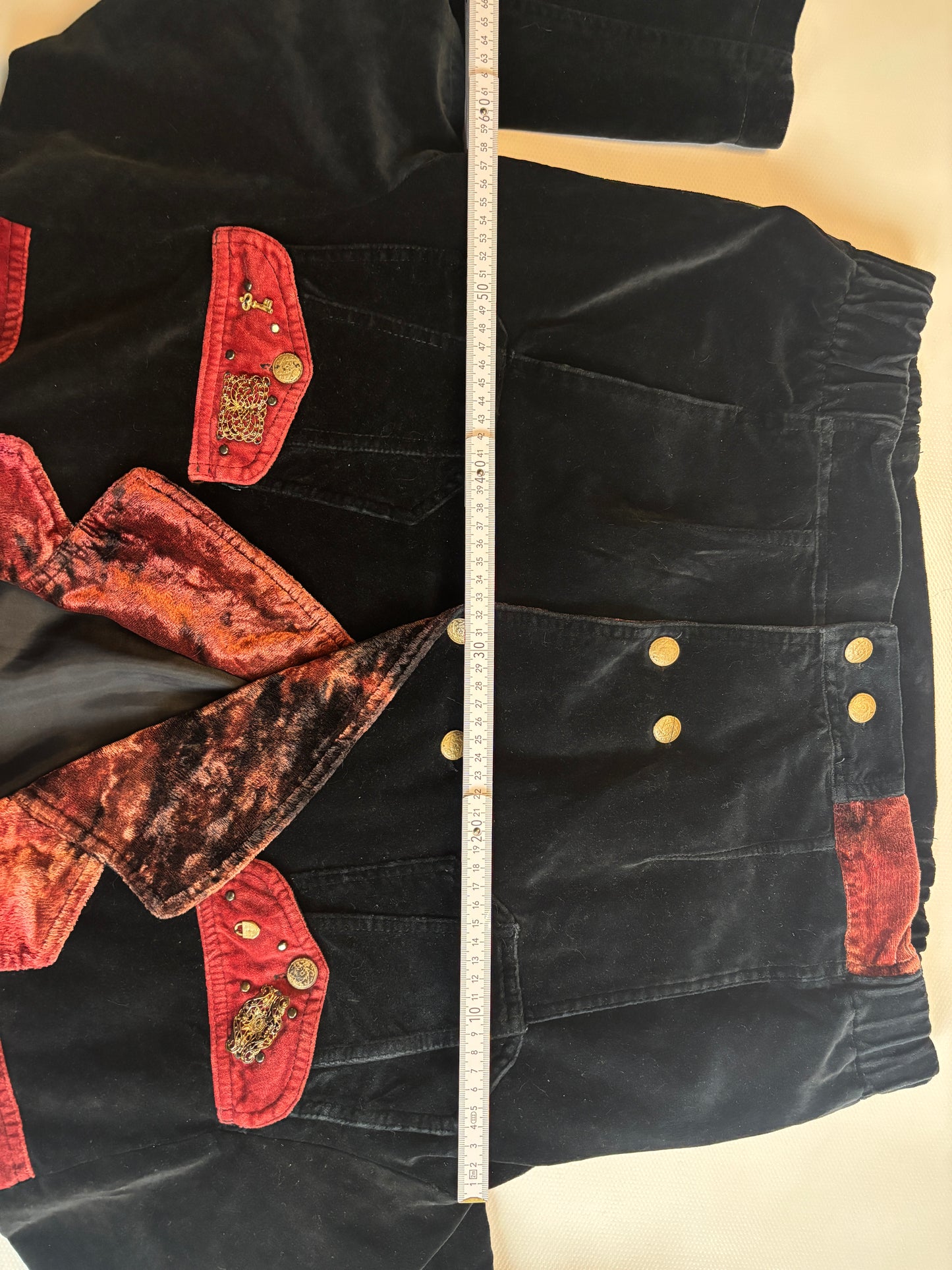 Samt Blazer-Bomberjacke 90er Jahre in schwarz weinrot, S