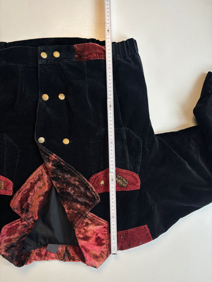 Samt Blazer-Bomberjacke 90er Jahre in schwarz weinrot, S
