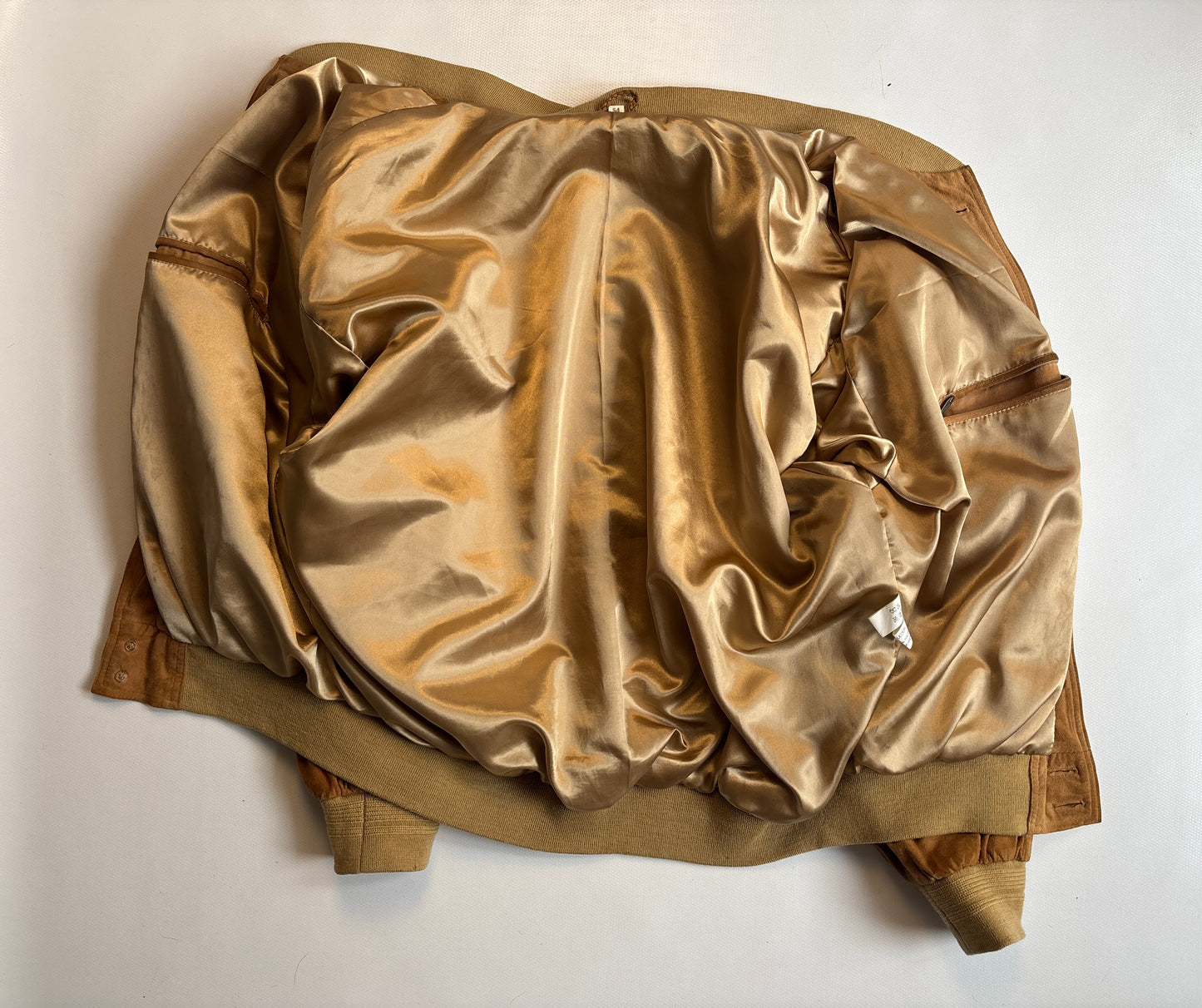 Wildleder Jacke 90er in hellbraun senfgelb mit Taschen, oversize S,M,L