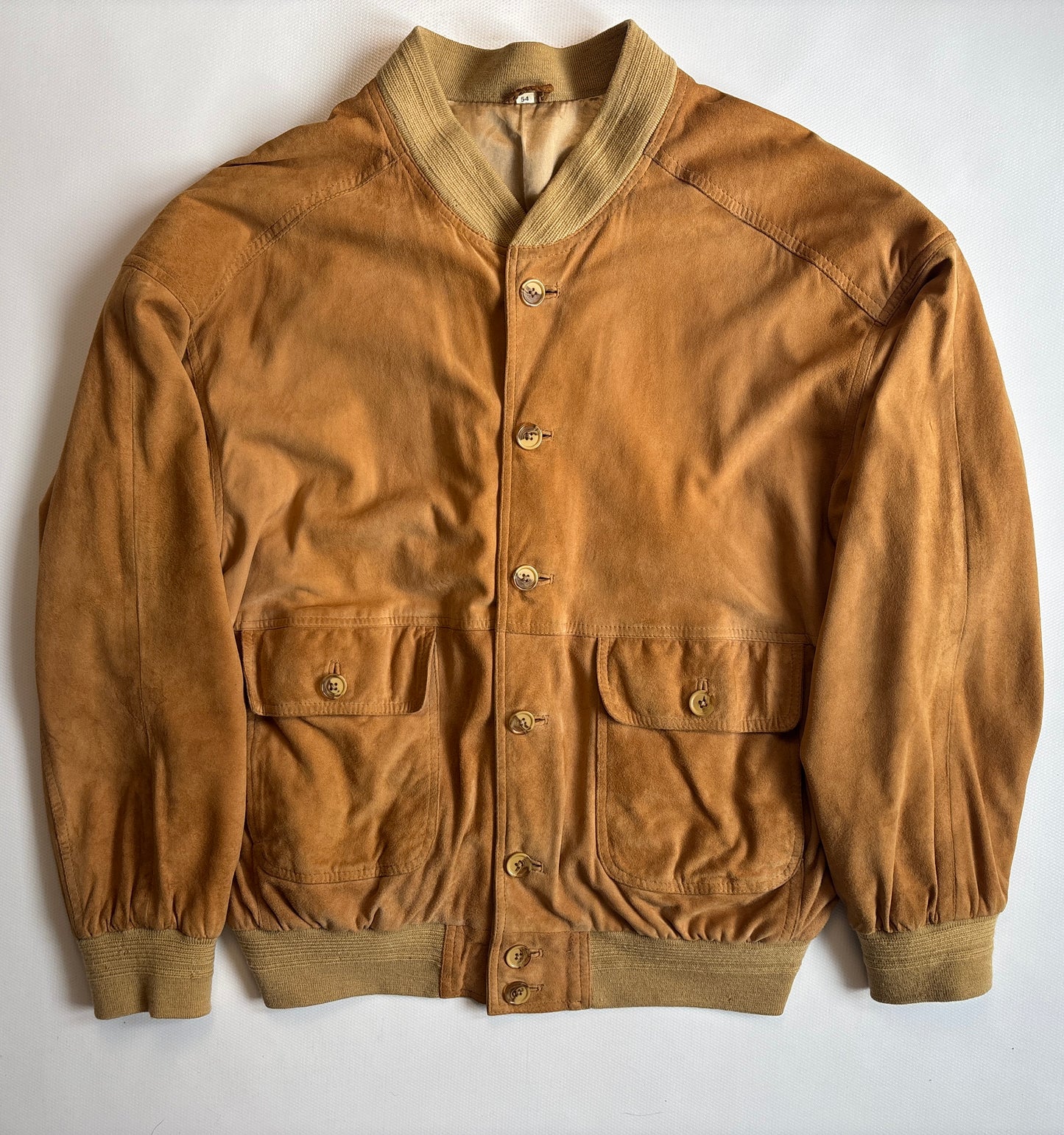 Wildleder Jacke 90er in hellbraun senfgelb mit Taschen, oversize S,M,L