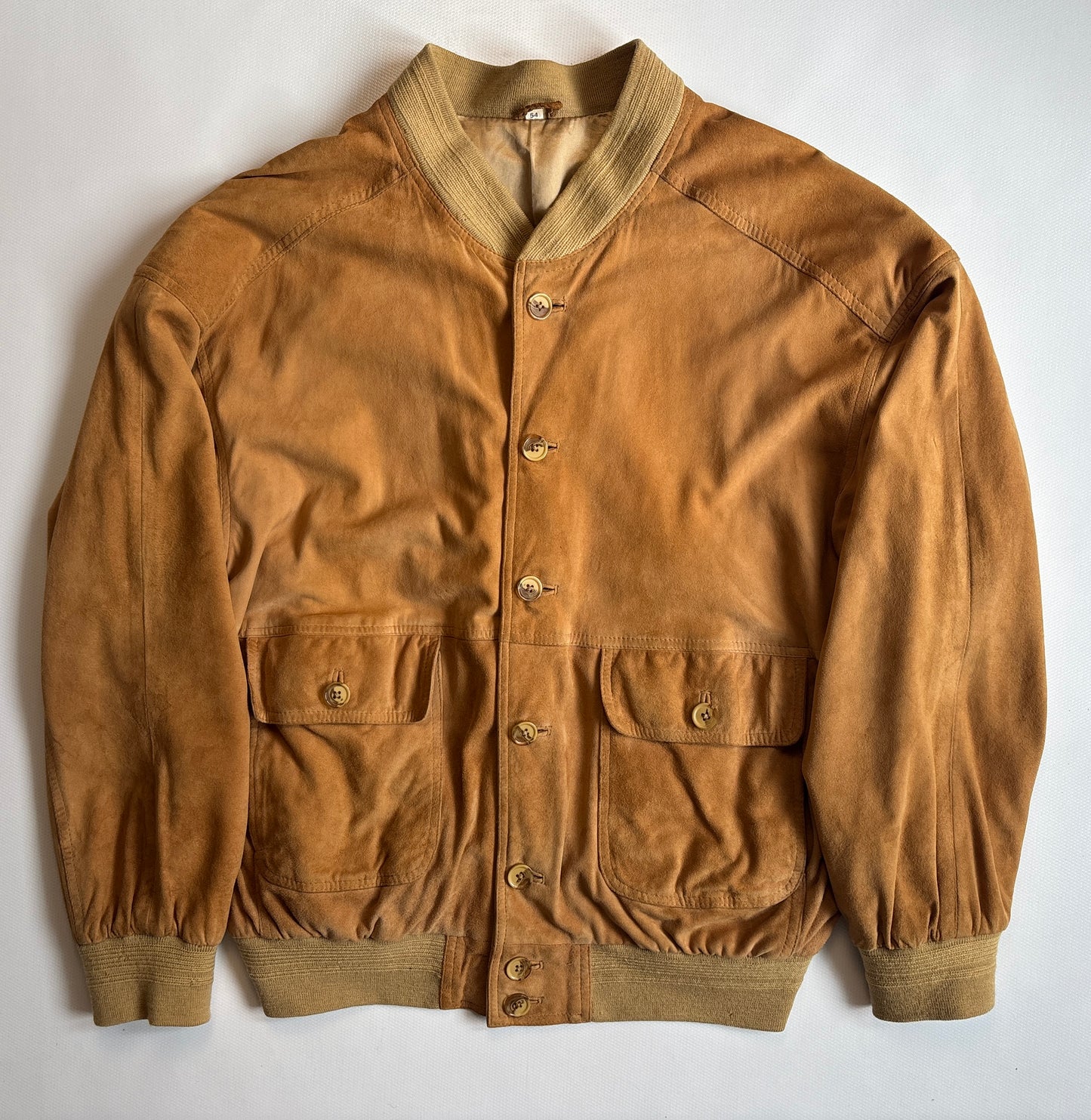 Wildleder Jacke 90er in hellbraun senfgelb mit Taschen, oversize S,M,L