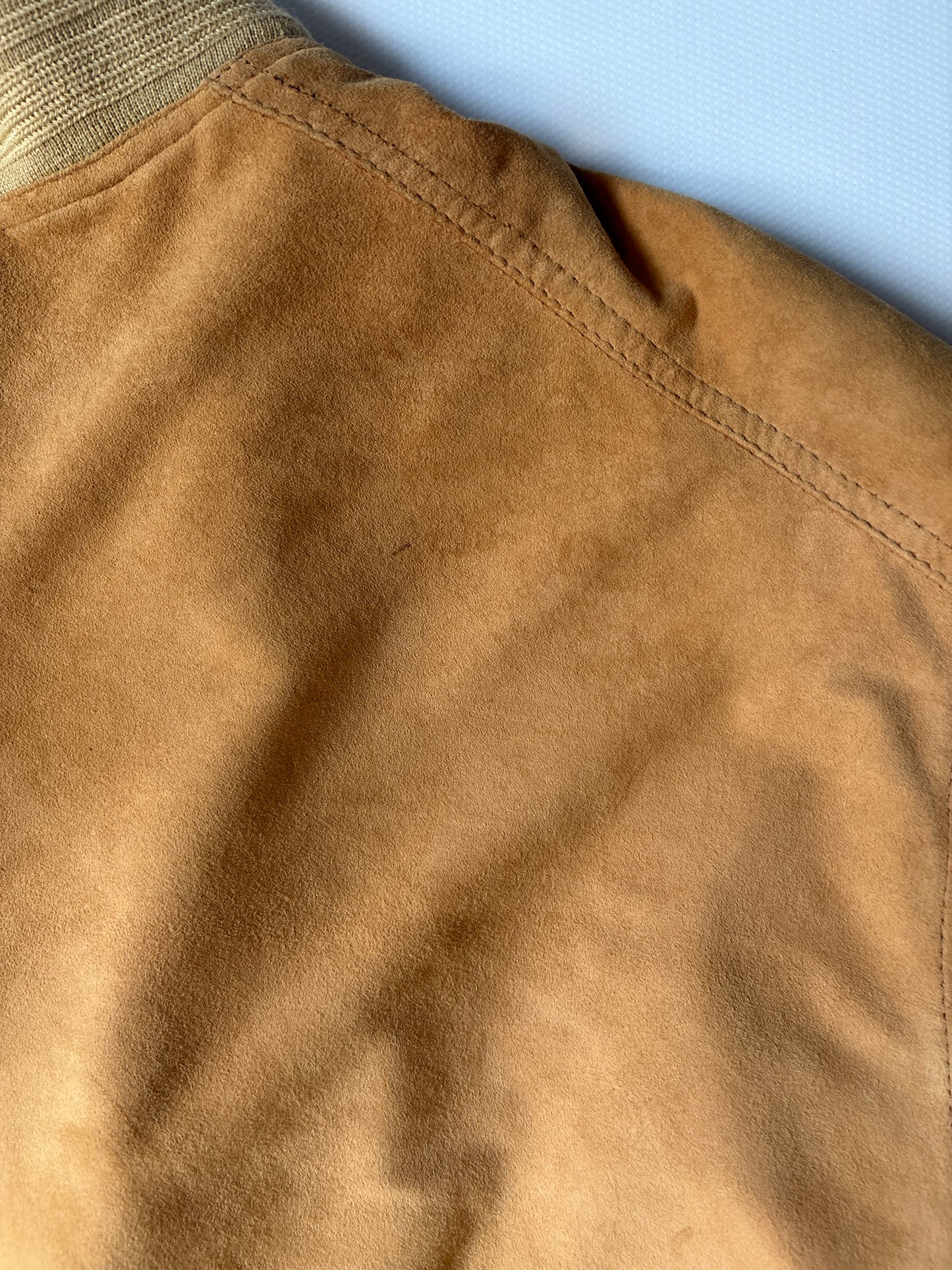 Wildleder Jacke 90er in hellbraun senfgelb mit Taschen, oversize S,M,L