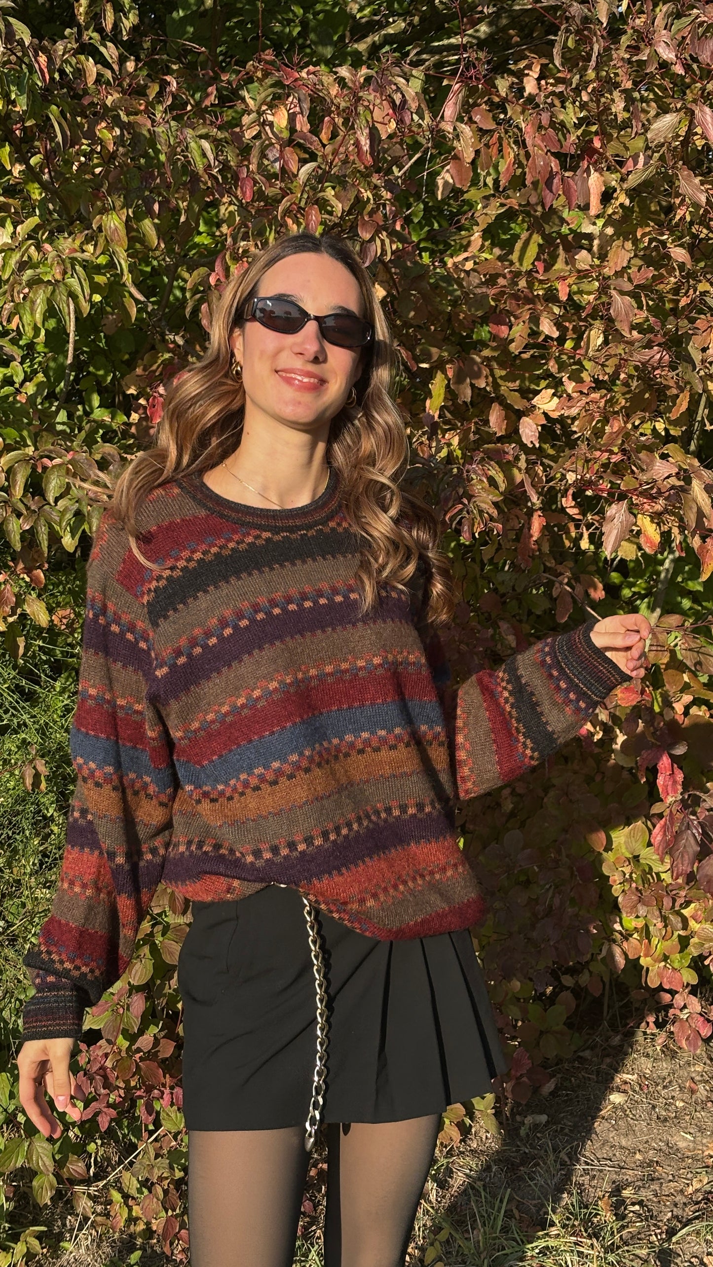 Colourful walbusch Pattern Sweater aus Alpakawolle, gestreift, oversize S,M,L,XL