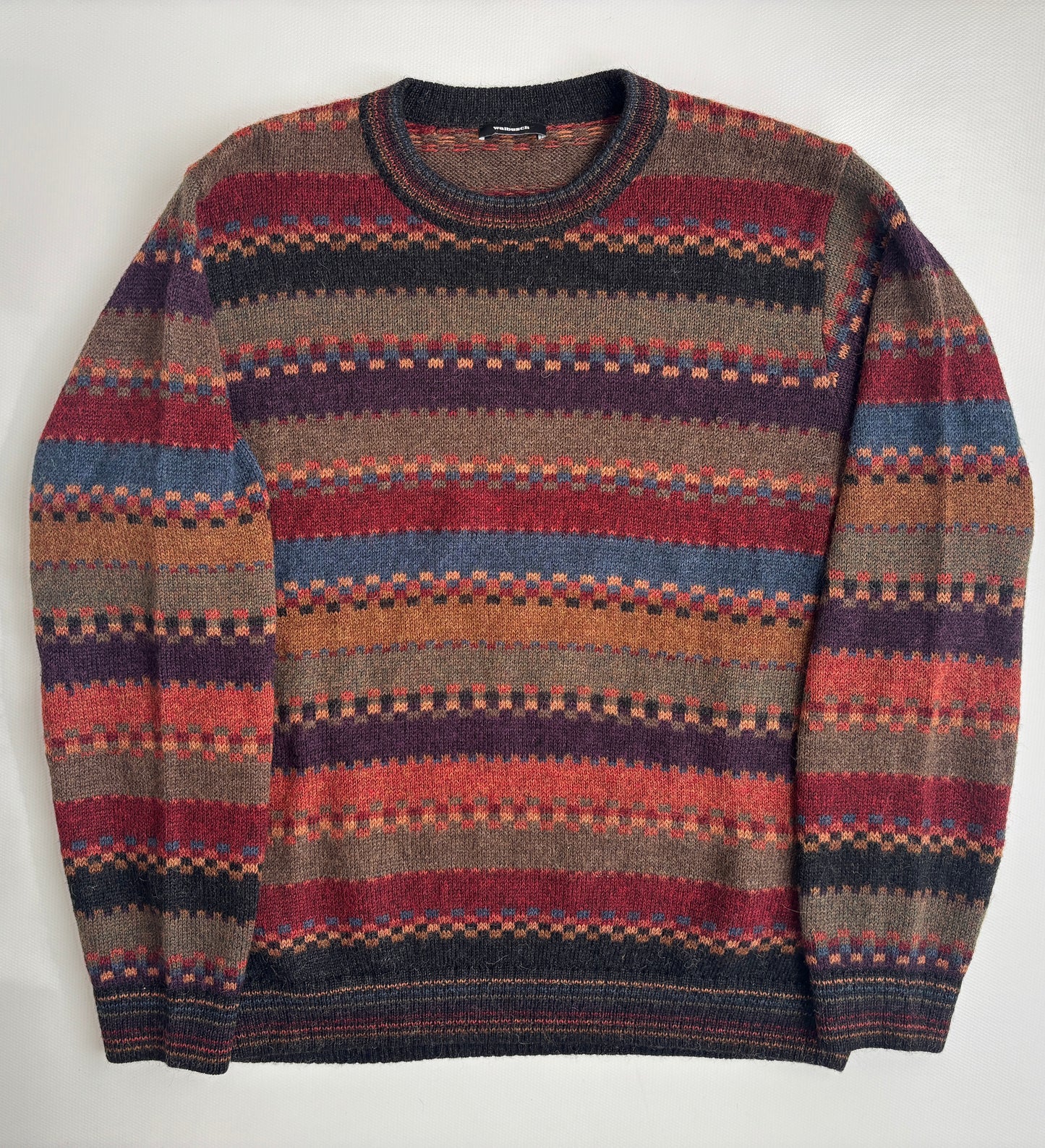 Colourful walbusch Pattern Sweater aus Alpakawolle, gestreift, oversize S,M,L,XL