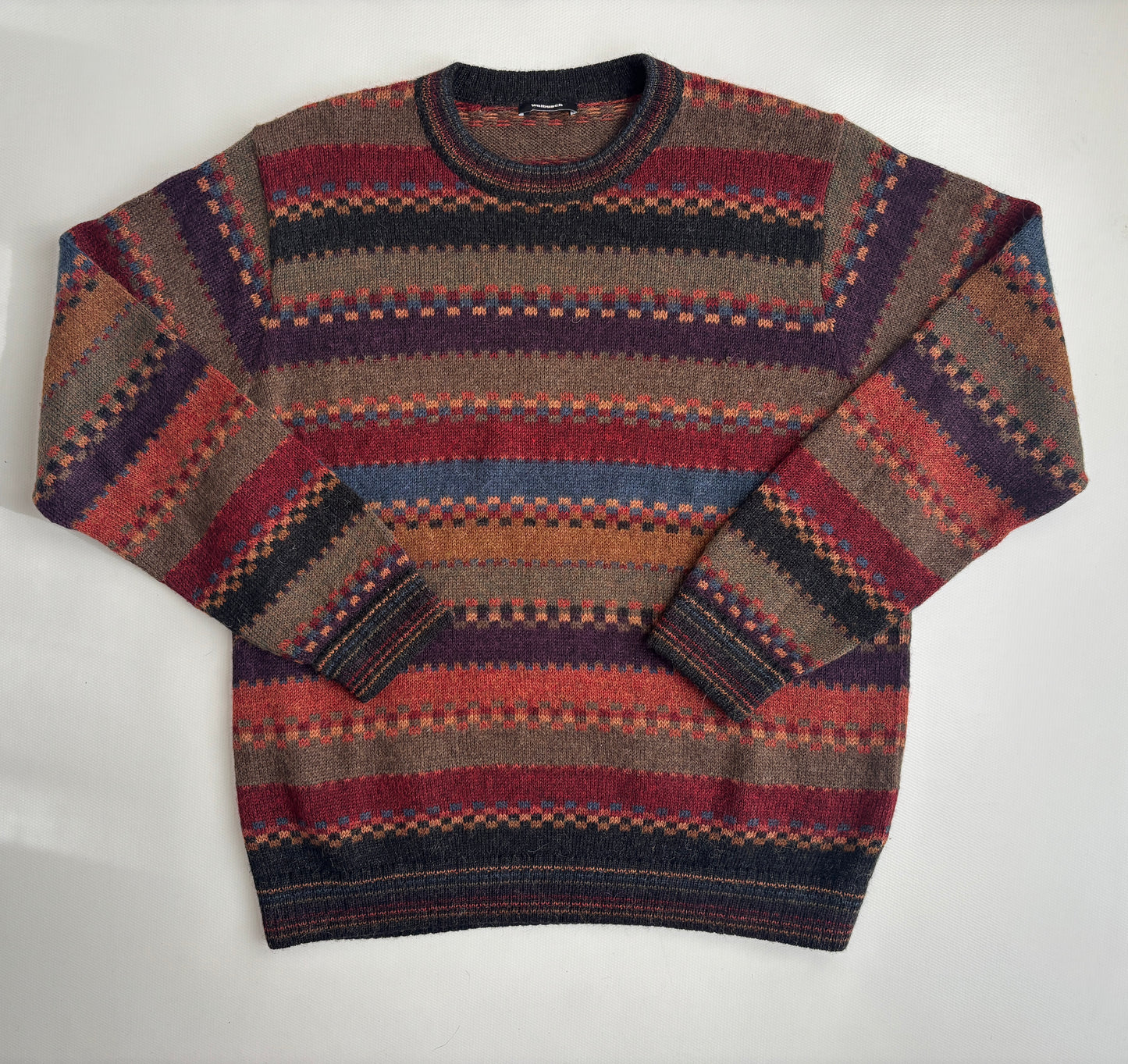 Colourful walbusch Pattern Sweater aus Alpakawolle, gestreift, oversize S,M,L,XL