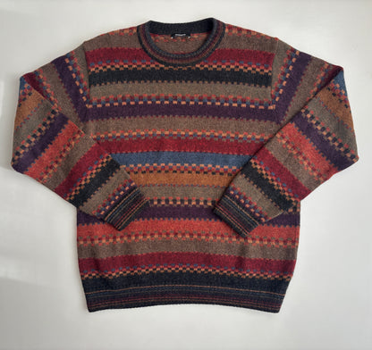 Colourful walbusch Pattern Sweater aus Alpakawolle, gestreift, oversize S,M,L,XL