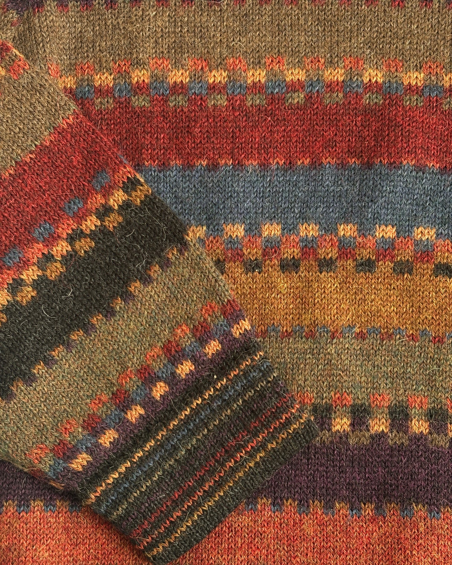 Colourful walbusch Pattern Sweater aus Alpakawolle, gestreift, oversize S,M,L,XL