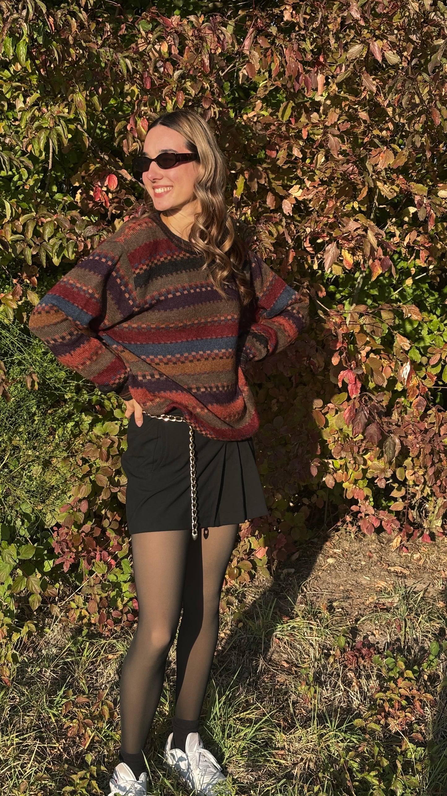 Colourful walbusch Pattern Sweater aus Alpakawolle, gestreift, oversize S,M,L,XL