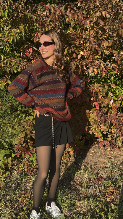 Colourful walbusch Pattern Sweater aus Alpakawolle, gestreift, oversize S,M,L,XL