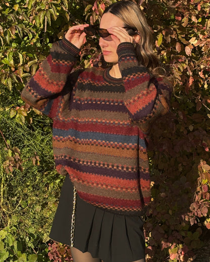 Colourful walbusch Pattern Sweater aus Alpakawolle, gestreift, oversize S,M,L,XL