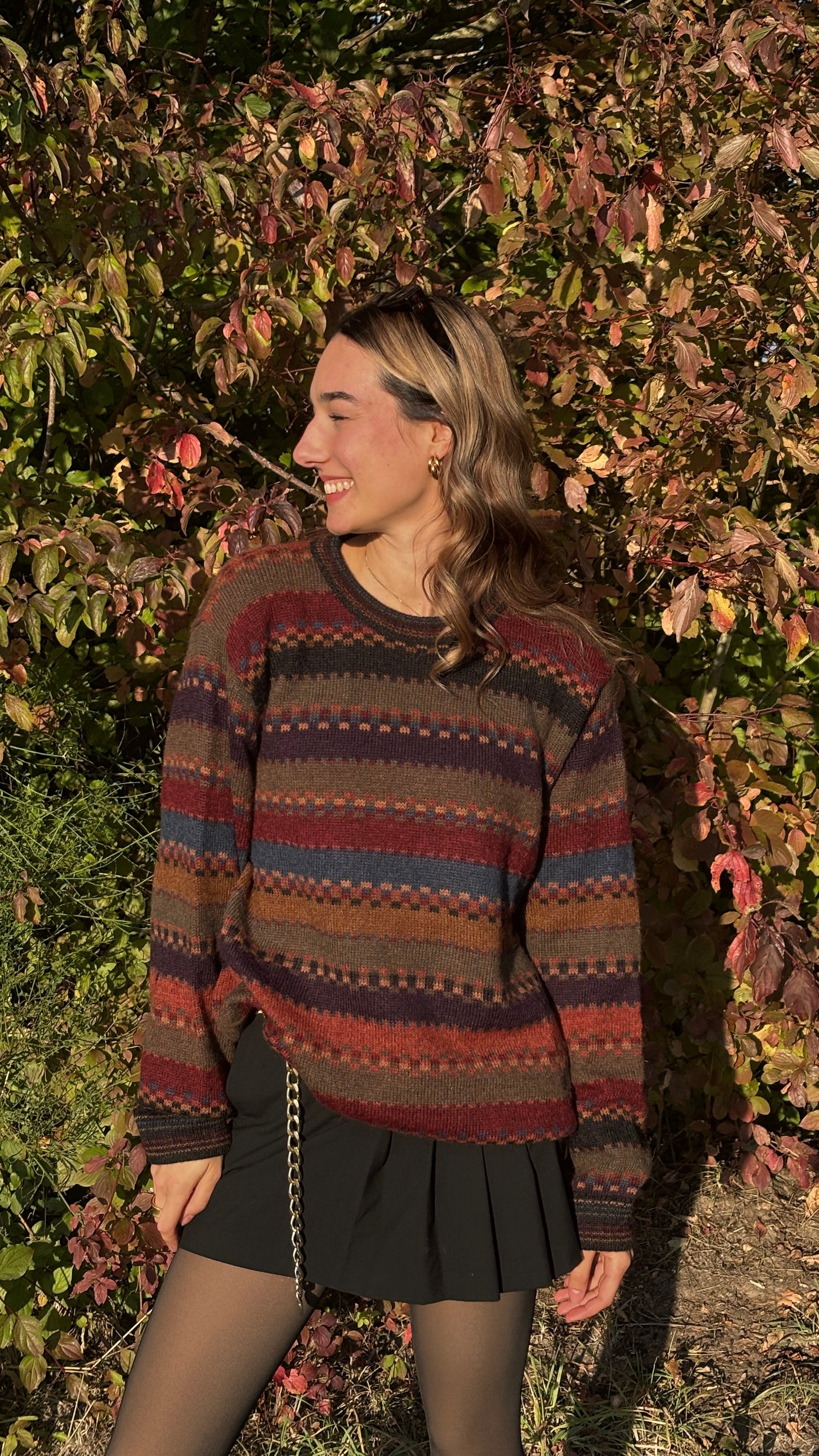 Colourful walbusch Pattern Sweater aus Alpakawolle, gestreift, oversize S,M,L,XL