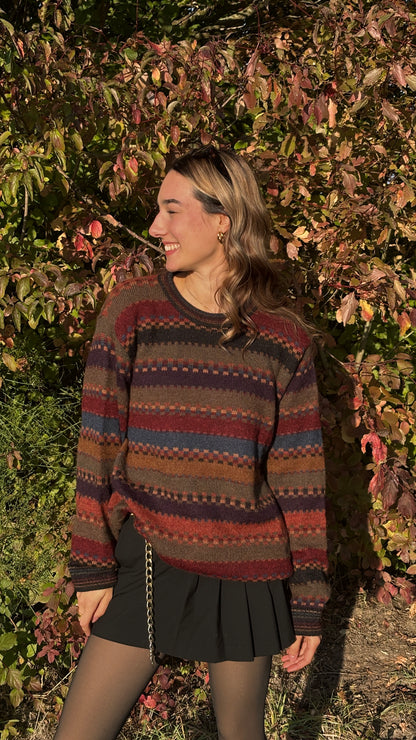 Colourful walbusch Pattern Sweater aus Alpakawolle, gestreift, oversize S,M,L,XL