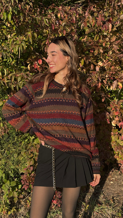 Colourful walbusch Pattern Sweater aus Alpakawolle, gestreift, oversize S,M,L,XL