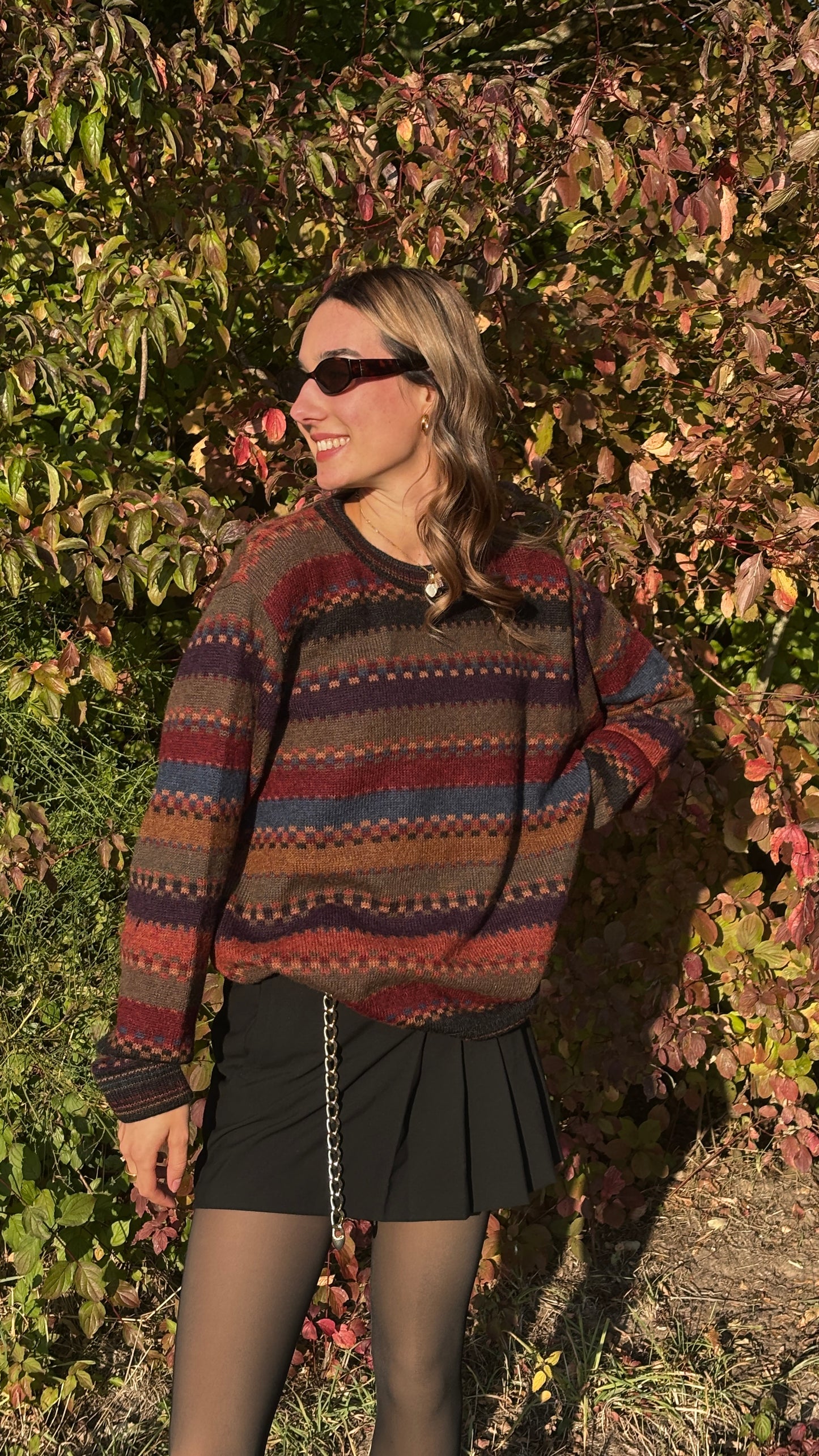 Colourful walbusch Pattern Sweater aus Alpakawolle, gestreift, oversize S,M,L,XL