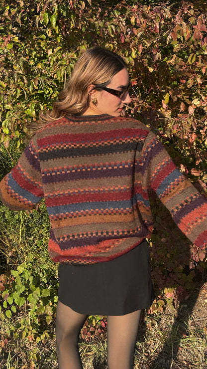 Colourful walbusch Pattern Sweater aus Alpakawolle, gestreift, oversize S,M,L,XL