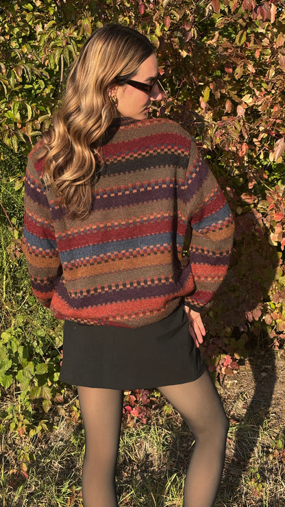 Colourful walbusch Pattern Sweater aus Alpakawolle, gestreift, oversize S,M,L,XL