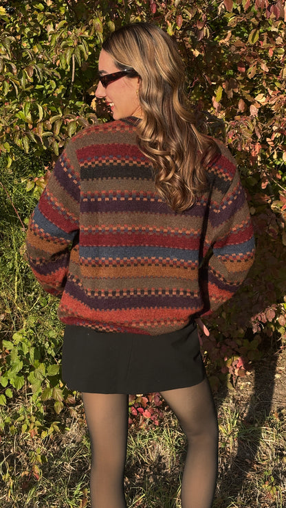 Colourful walbusch Pattern Sweater aus Alpakawolle, gestreift, oversize S,M,L,XL