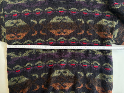 Multicolor-Muster Retro Gatsby oversize Strickpullover, S,M,L