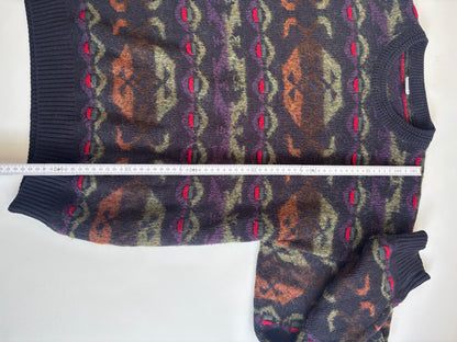 Multicolor-Muster Retro Gatsby oversize Strickpullover, S,M,L