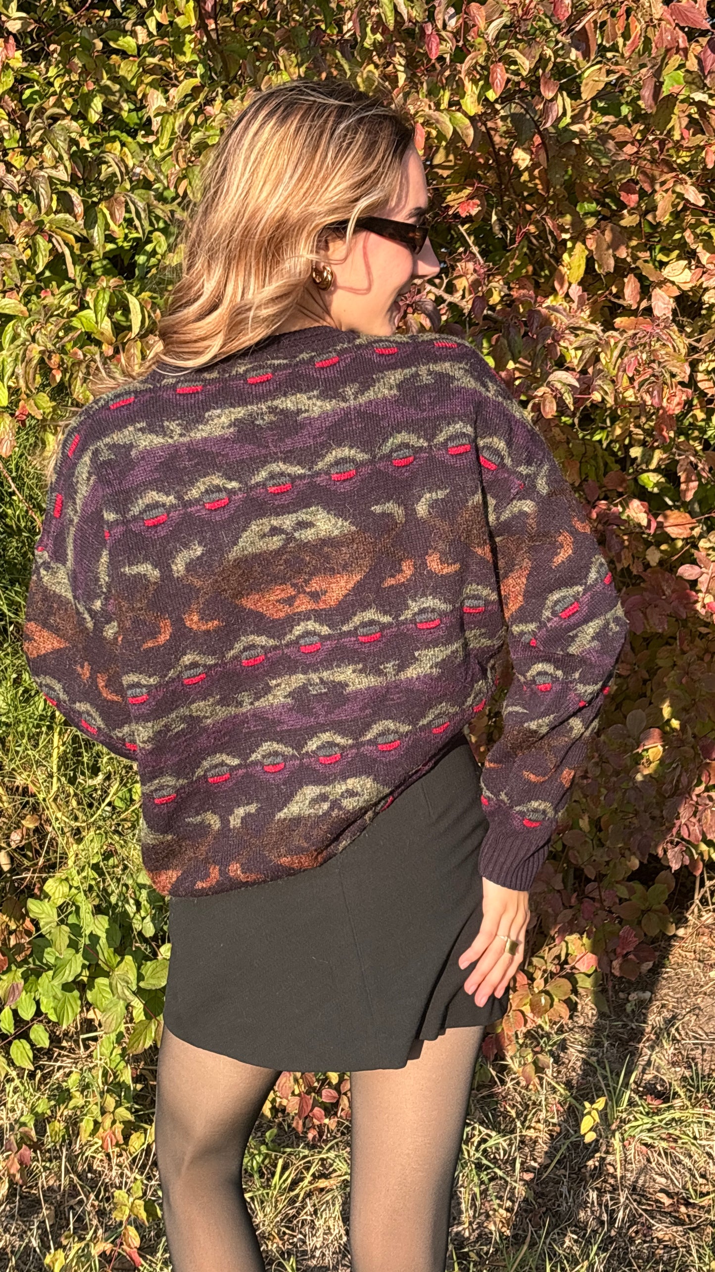 Multicolor-Muster Retro Gatsby oversize Strickpullover, S,M,L