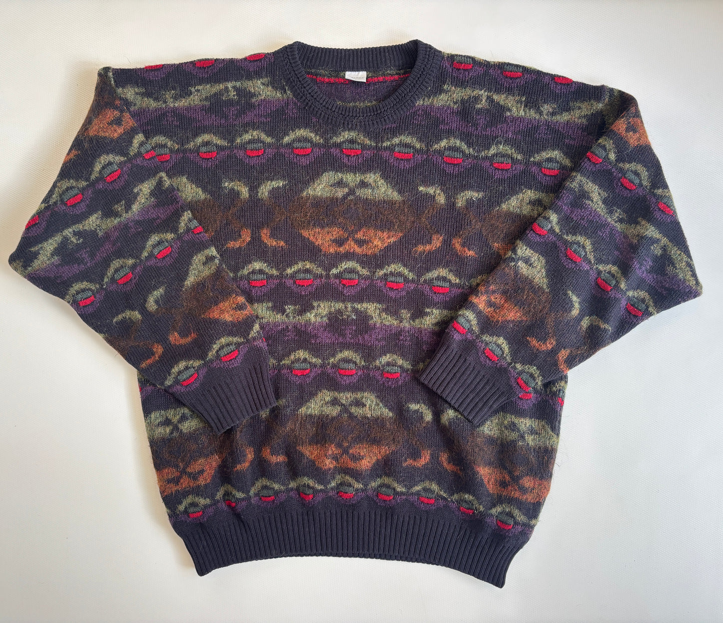 Multicolor-Muster Retro Gatsby oversize Strickpullover, S,M,L