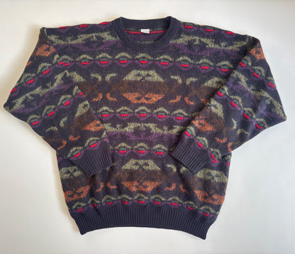 Multicolor-Muster Retro Gatsby oversize Strickpullover, S,M,L