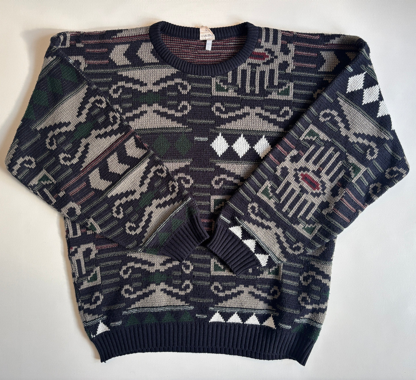 Rare 70s Vintage dralon Bayer-Textilfaser Strickpullover, S,M,L