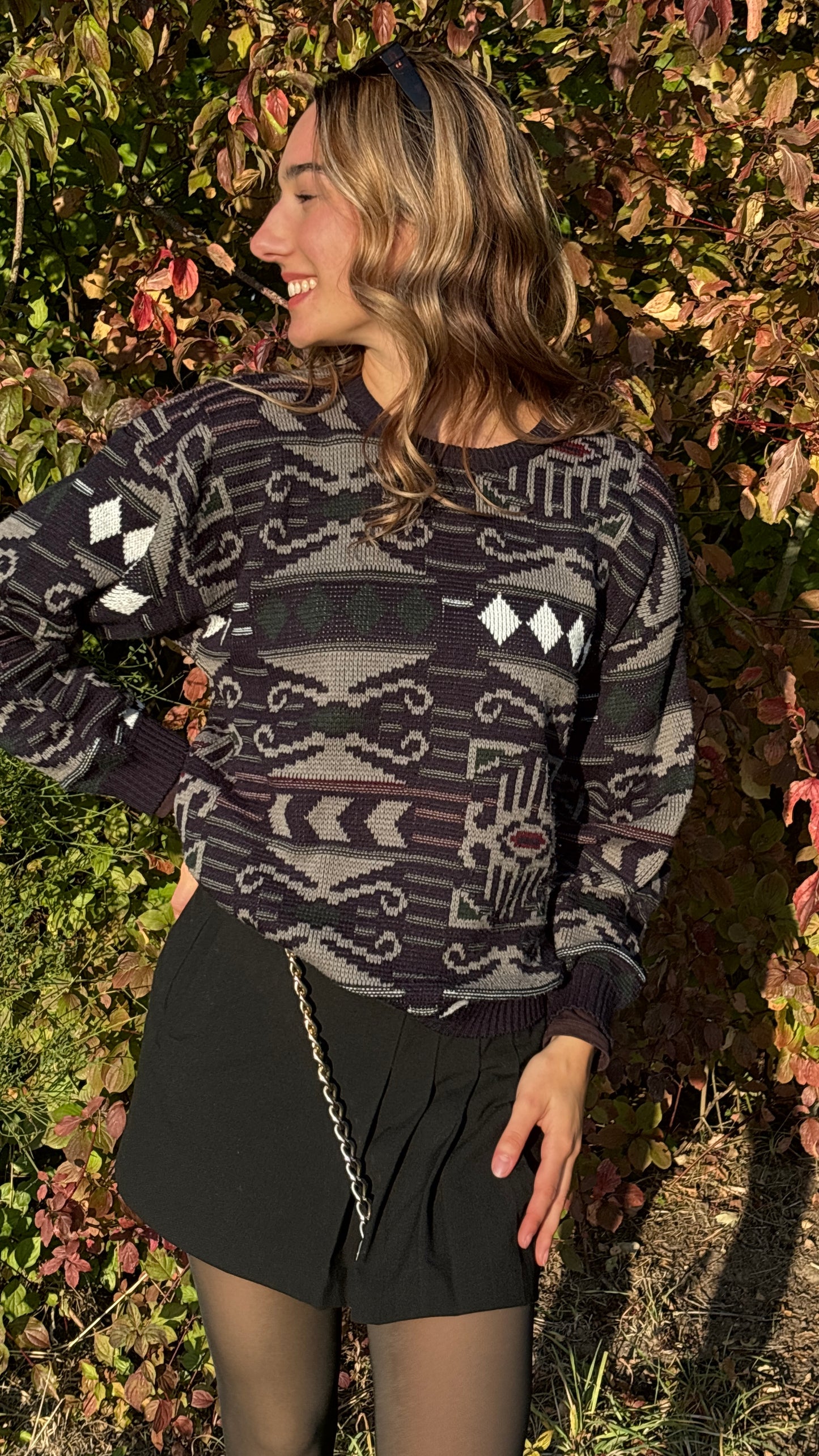 Rare 70s Vintage dralon Bayer-Textilfaser Strickpullover, S,M,L