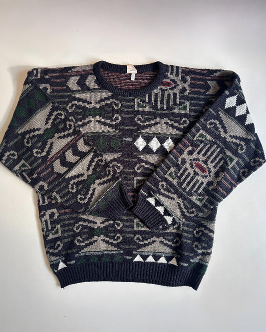 Rare 70s Vintage dralon Bayer-Textilfaser Strickpullover, S,M,L