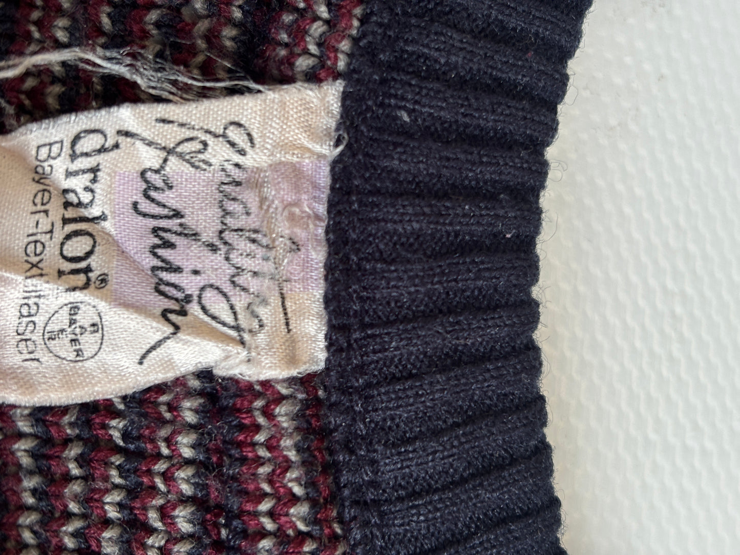 Rare 70s Vintage dralon Bayer-Textilfaser Strickpullover, S,M,L