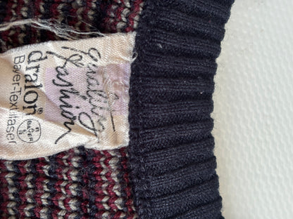 Rare 70s Vintage dralon Bayer-Textilfaser Strickpullover, S,M,L