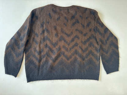 Luisa Cerano lockerer Mohair-Strickpullover in braun-schwarz, S,M,L