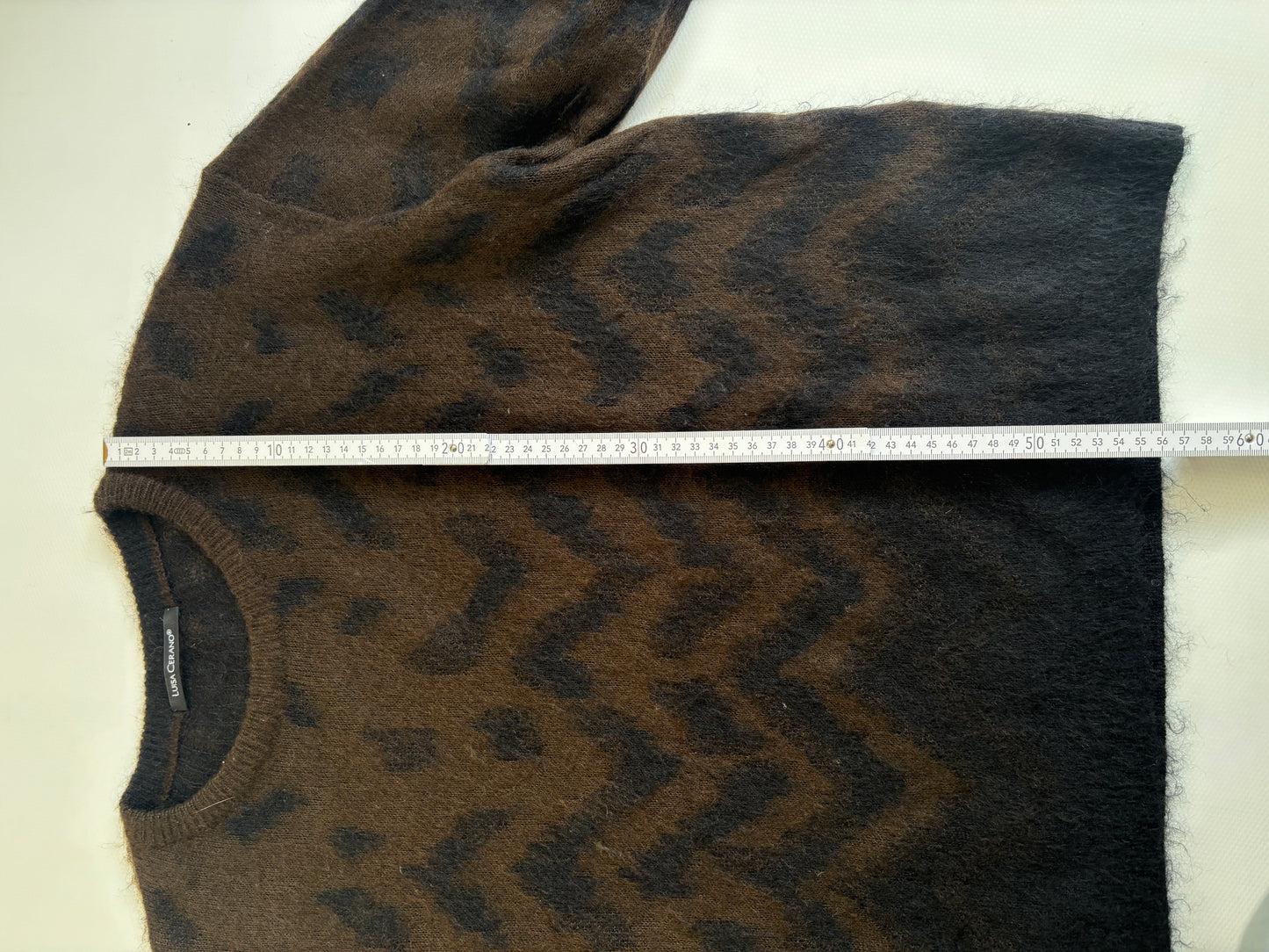 Luisa Cerano lockerer Mohair-Strickpullover in braun-schwarz, S,M,L