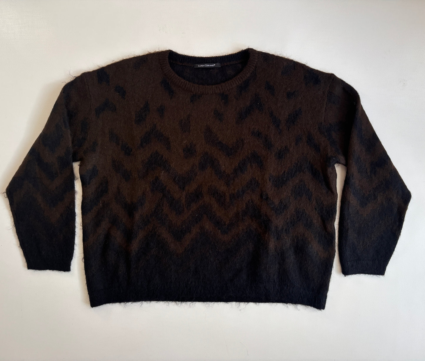 Luisa Cerano lockerer Mohair-Strickpullover in braun-schwarz, S,M,L